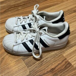 Youth Adidas Superstar White and Black Sneakers , sz 3.5Y